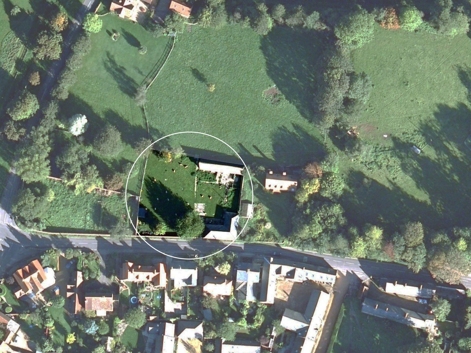 Aerial view of Cambridgeshire landscape highlighting barn | cdc studio cambridge architects