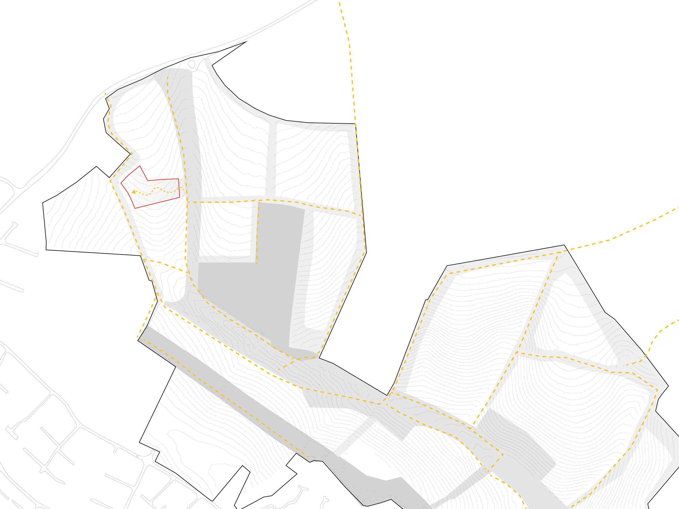 Site strategy diagram for extending existing pedestrian movement paths into and through the site | Cambridge architects CDC Studio