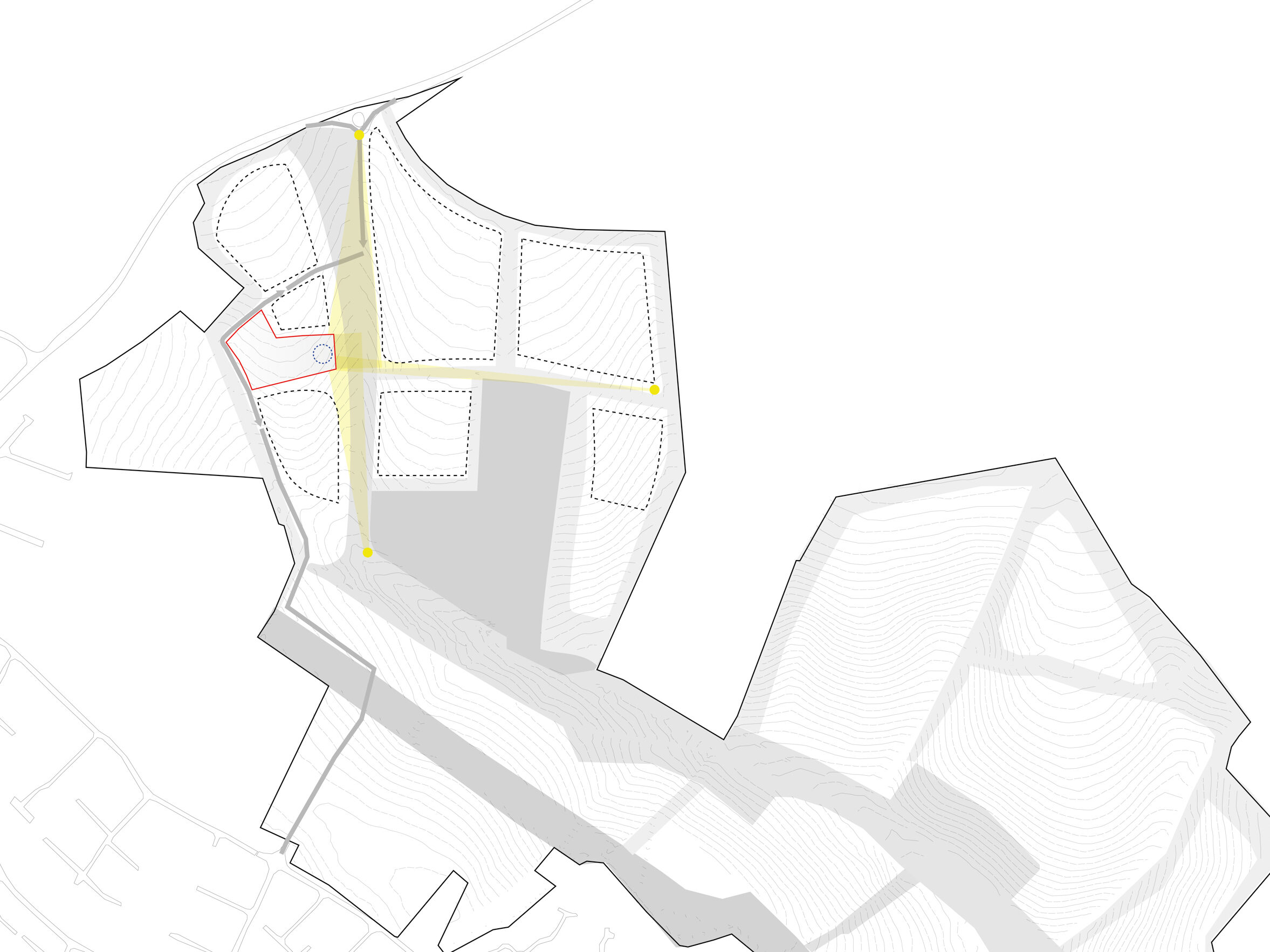 Site strategy diagram showing visual prominence of the site | Cambridge architects CDC Studio