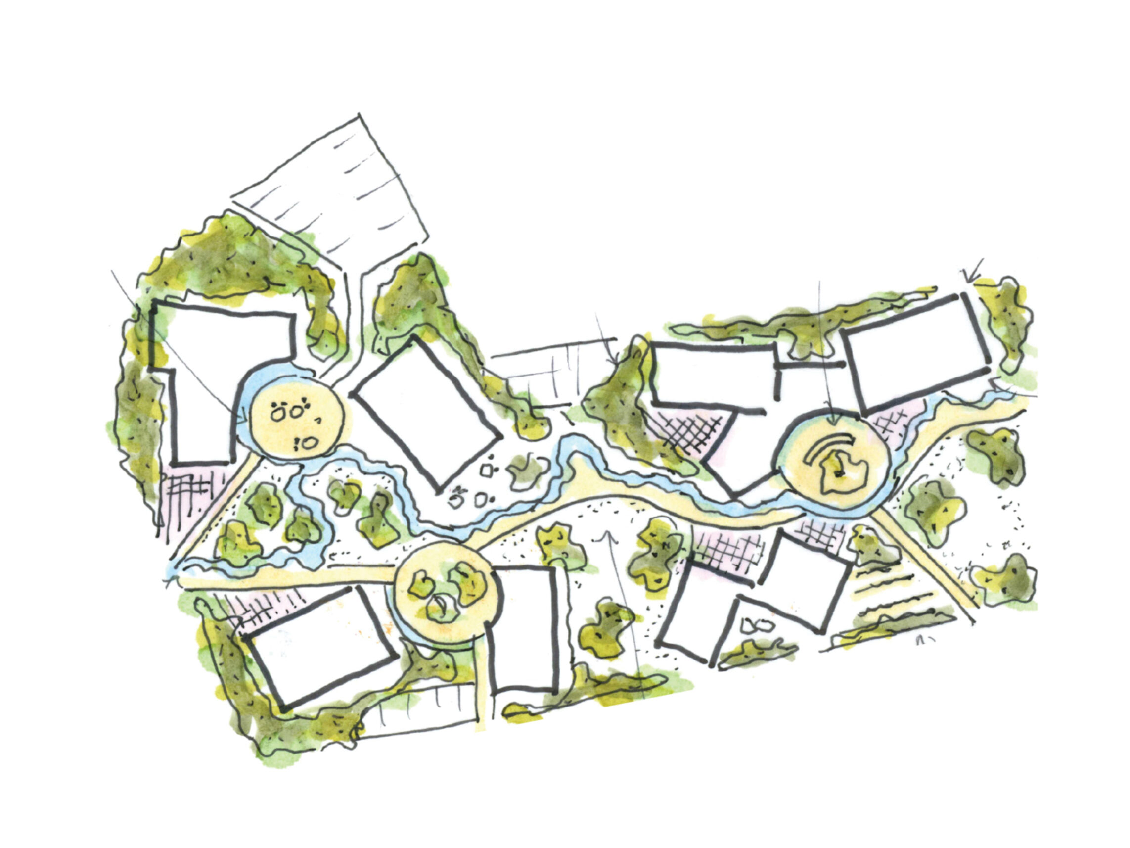 pavilions in a landscape landscape plan | Cambridge architects CDC Studio