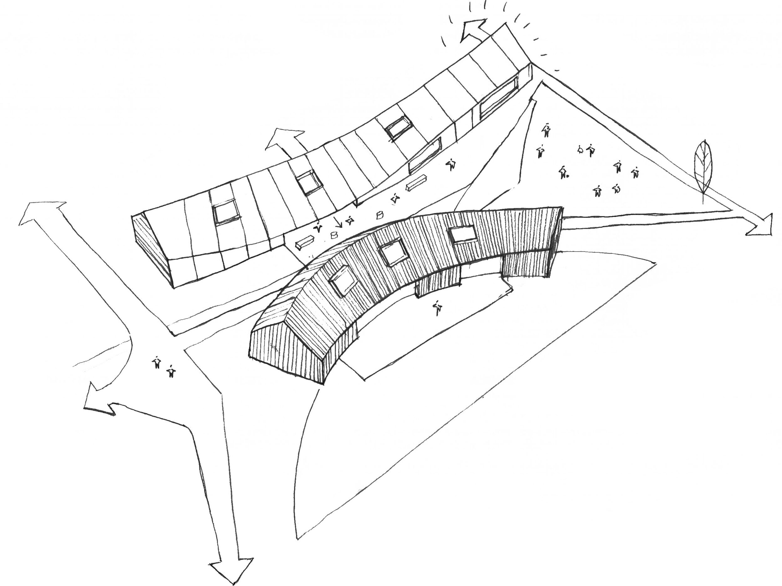 Meeting on the village green sketch | Cambridge architects CDC Studio