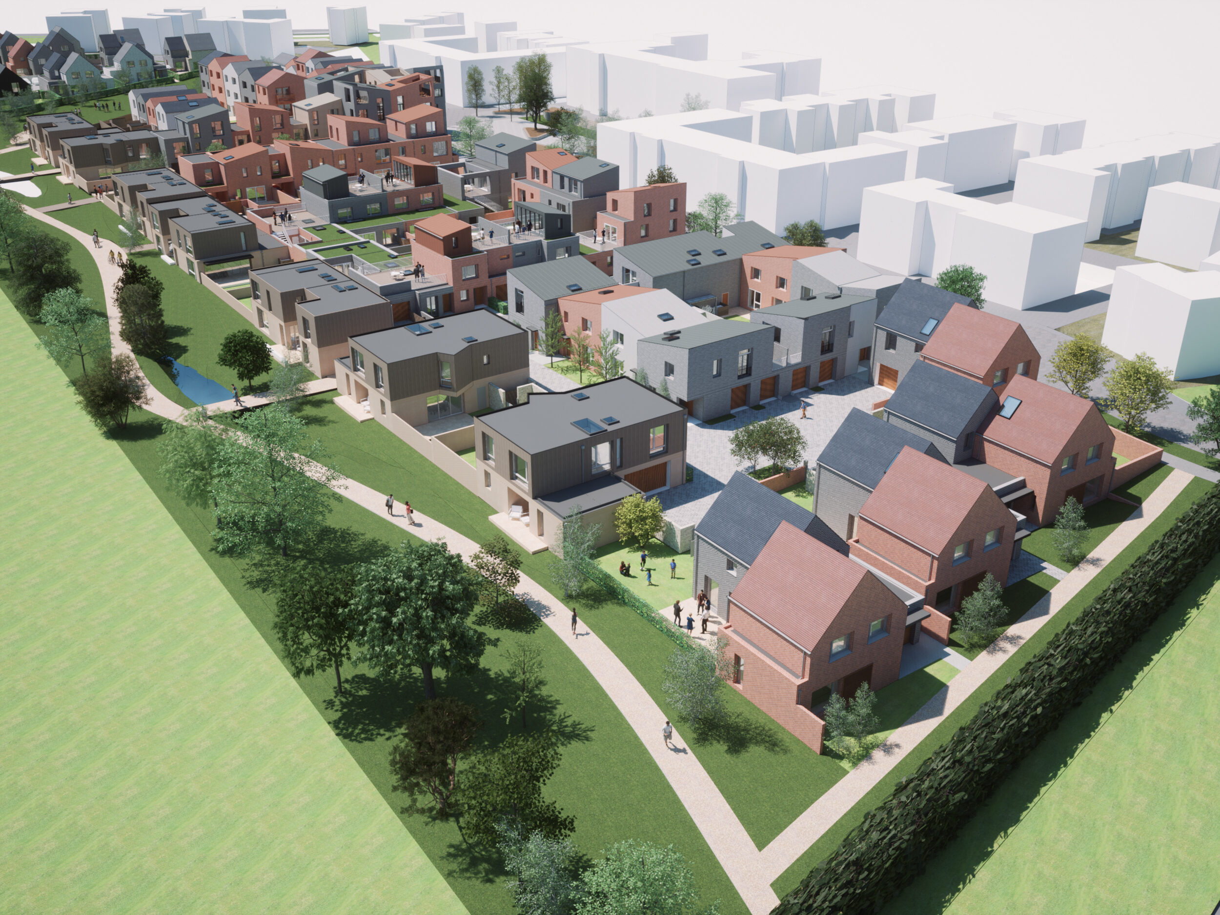 Aerial Visualisation | Eddeva Park, Cambridge | architects CDC Studio