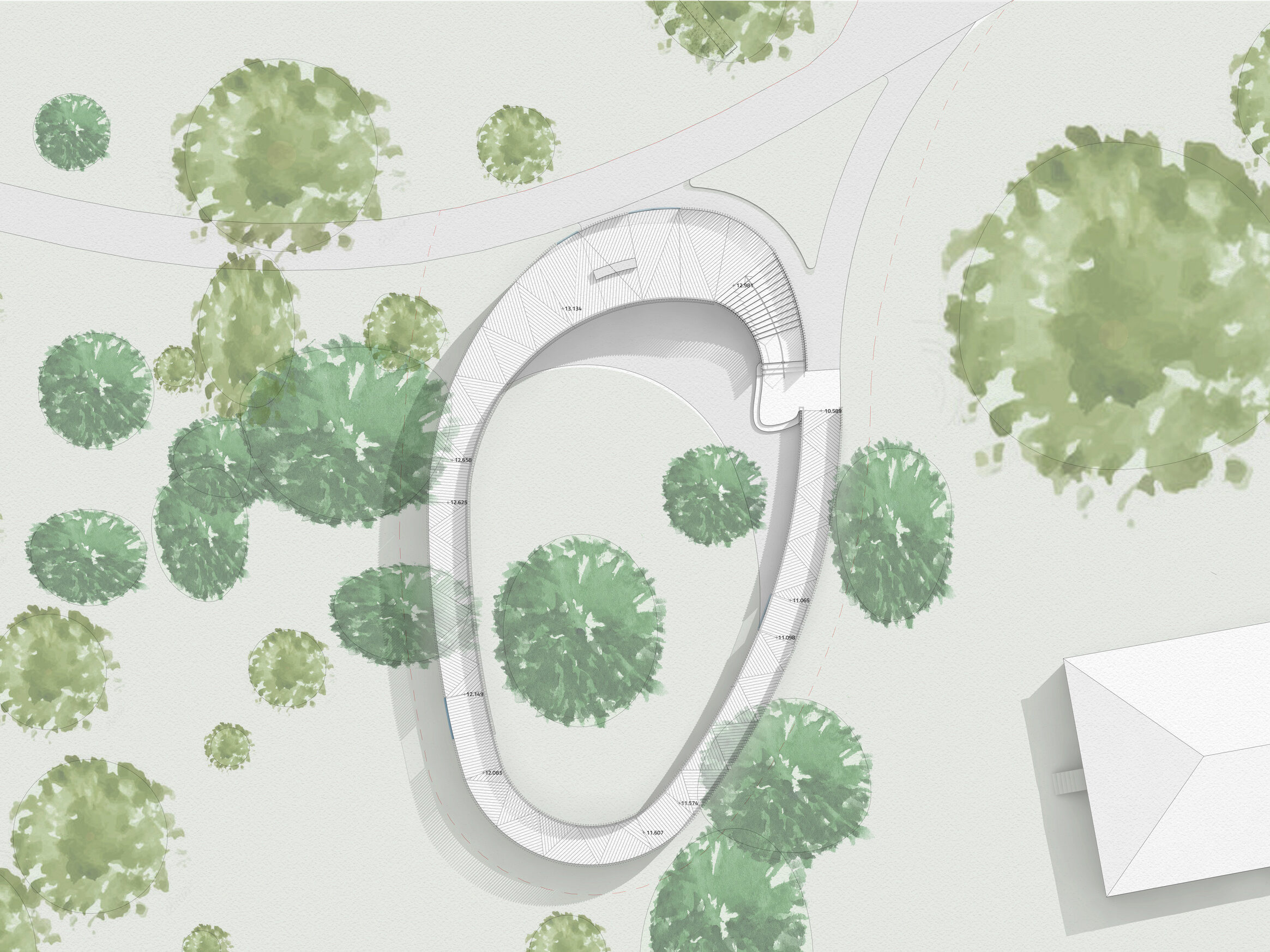 Plan drawing of the Cambridge University Botanic Garden Rising Path by architects CDC Studio